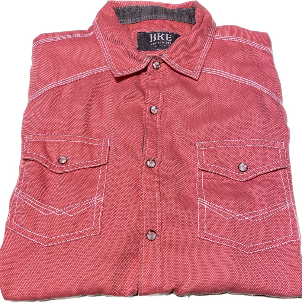 BKE By Buckle Pink Short Sleeve Shirt Athletic Fit (large)